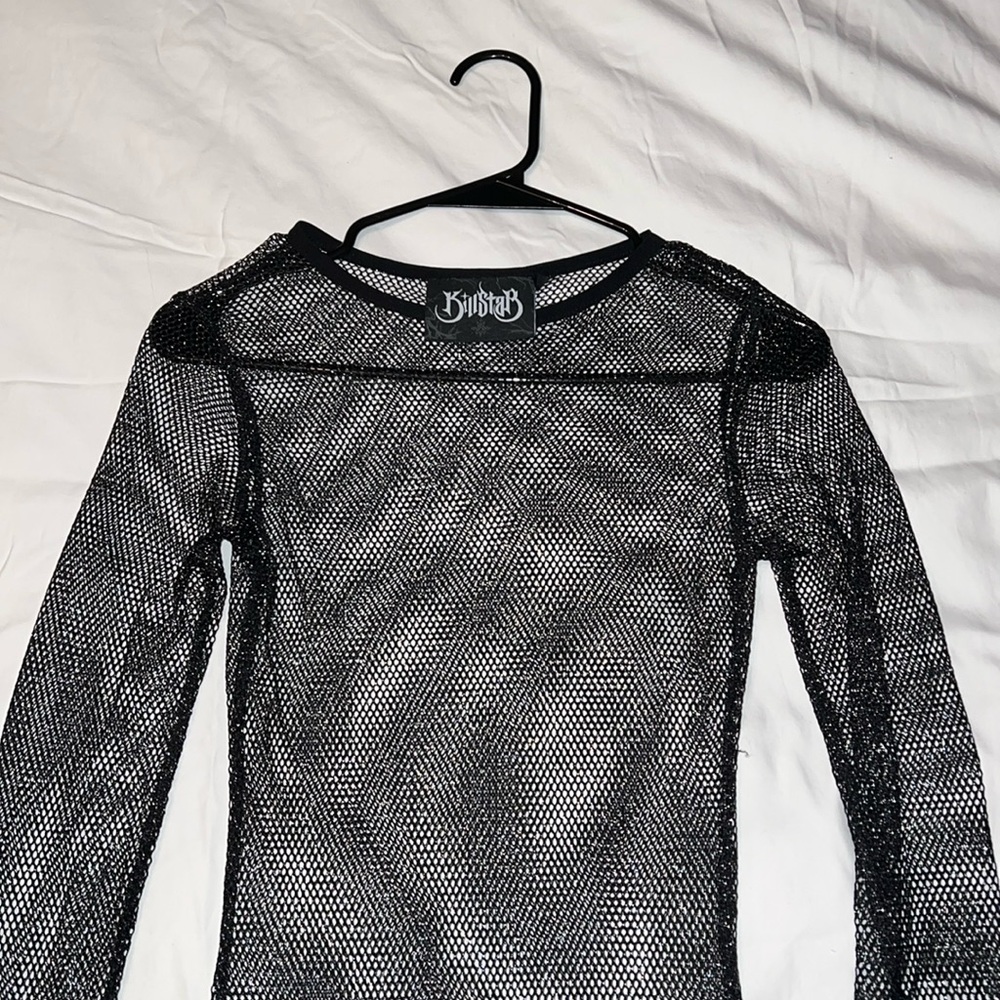 Black Glimmer Mini Fishnet Dress - Picture 2 of 3